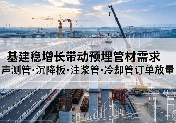 乐东基建稳增长带动预埋监测管材需求，声测管、沉降板、注浆管订单持续放量